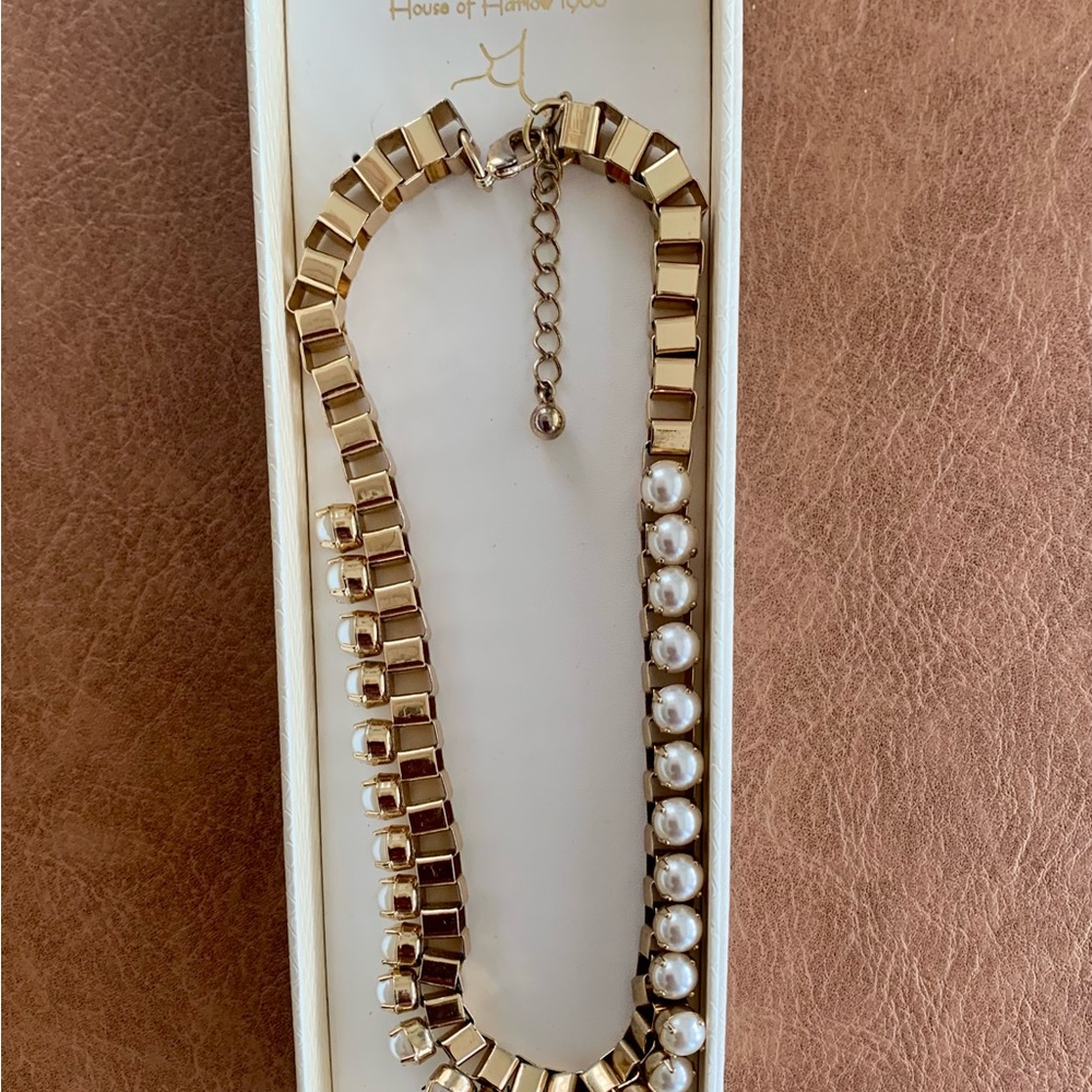House of Harlow 1960 Gold and Pearl Necklace NEW with 🗃️